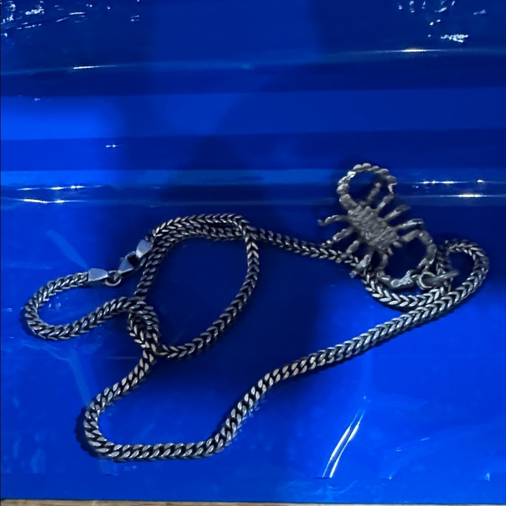 Silver Scorpion Pendant Necklace